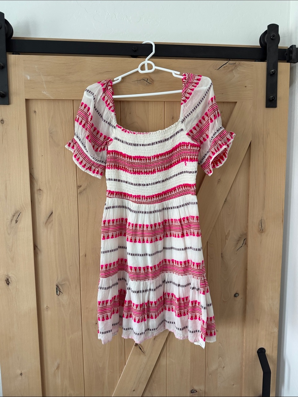 En Crème - Pink and White Smocked Summer Dress